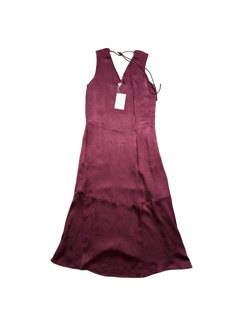 Everlane The Satin V-Neck Maxi Dress NWT Burgundy Women's S Viscose Port Royal